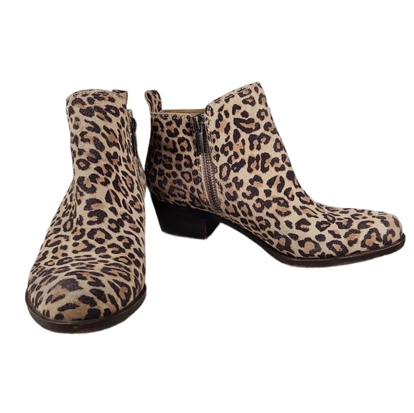Lucky Brand Basel Leopard Print Leather Booties - Picture 1 of 11